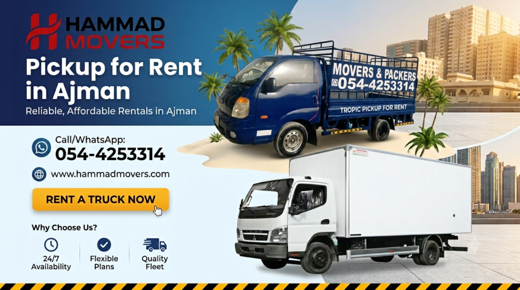 1 to 3 ton pickup for rent in Ajman by Hammad Movers