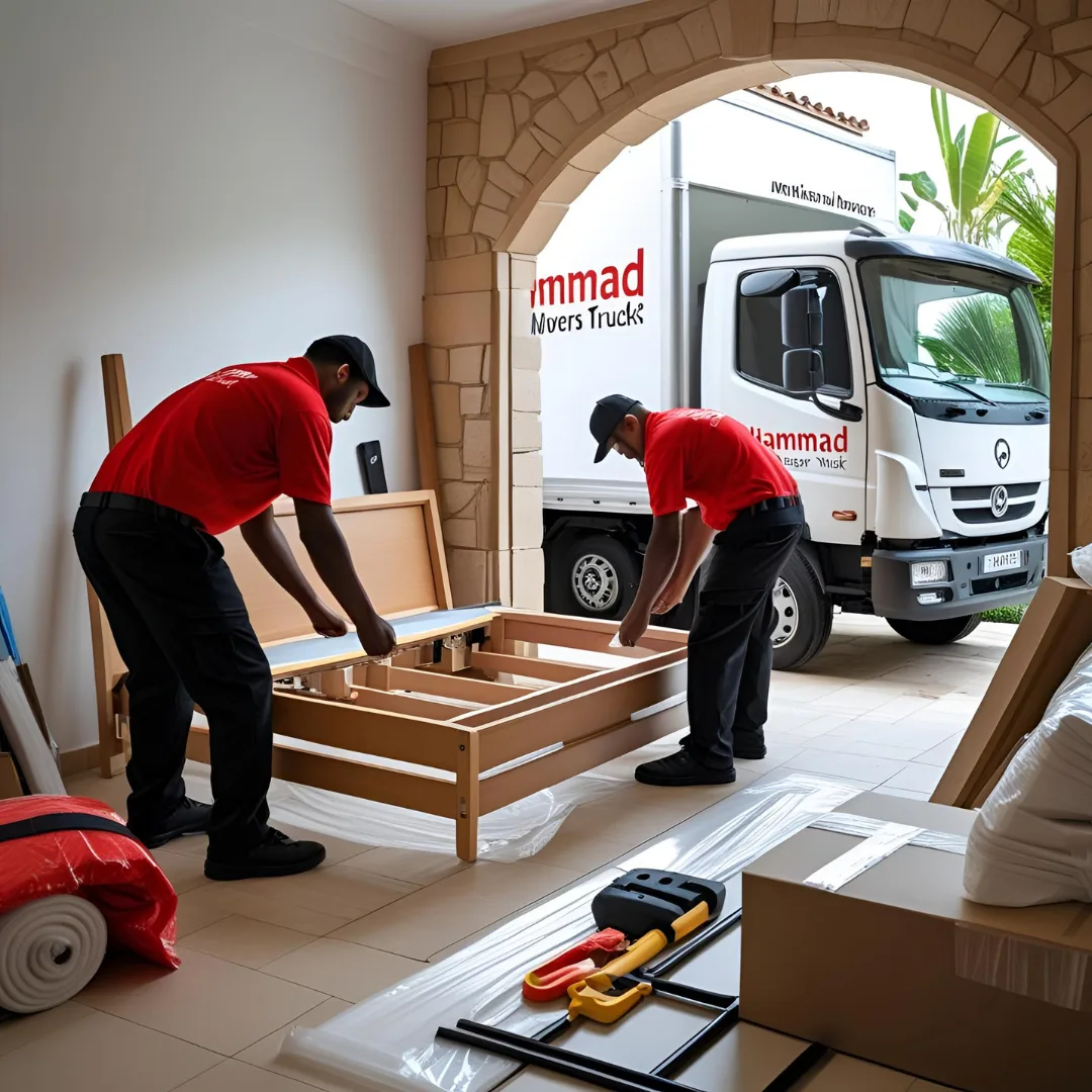 Hammad Furniture Movers team preparing furniture for relocation